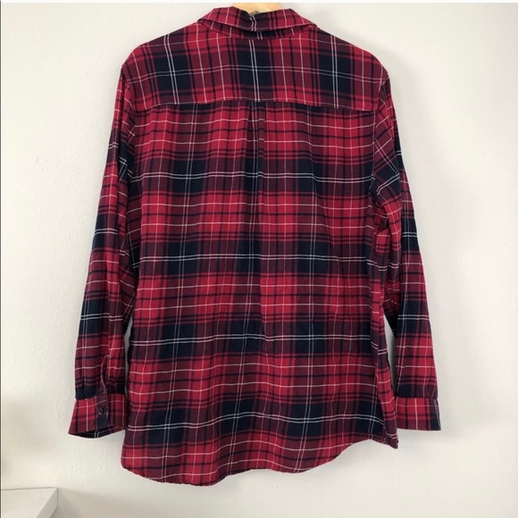 Beach Lunch Lounge Red Flannel Button Up Top - Picture 3 of 3